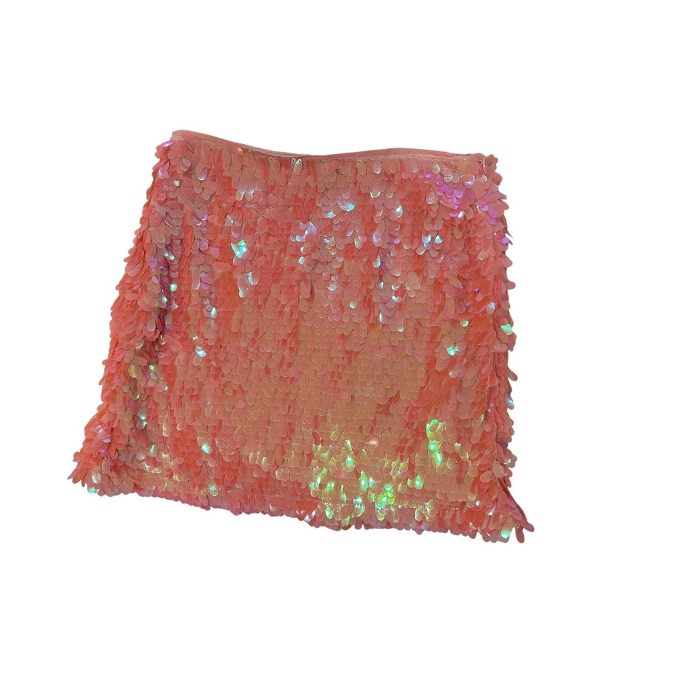 Nasty Gal Pink Iridescent Sequin Mini Skirt Party Dance Size US 6 NEW